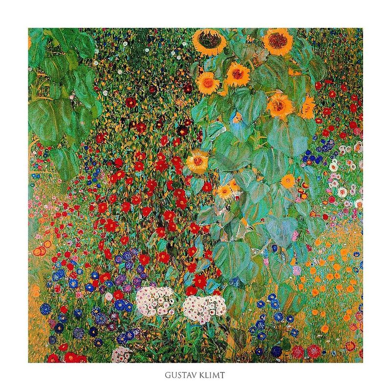 Foto van Gustav klimt - il giardino di compagna kunstdruk 70x70cm