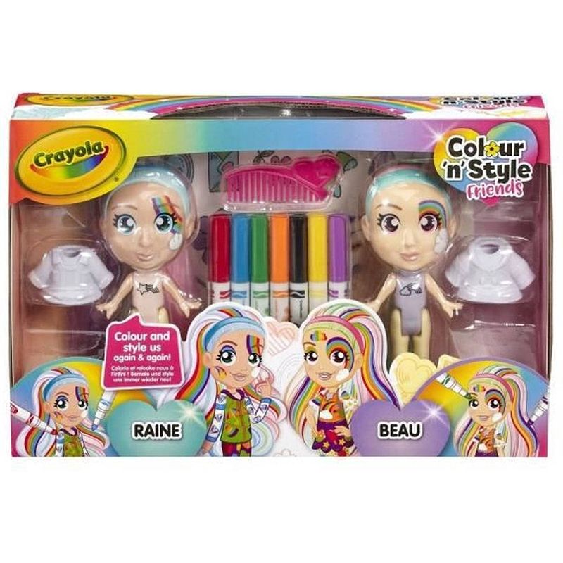 Foto van Crayola colour & style rainbow twins - 2 deluxe poppen - versier en kleed aan!