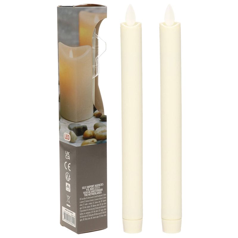 Foto van 2x creme witte diner led kaarsen 23 cm - led kaarsen