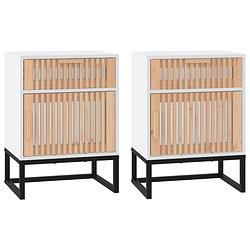 Foto van The living store scandinavisch design nachtkastjes - wit - 40 x 30 x 55.5 cm - 2 stuks