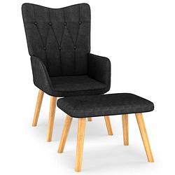 Foto van Vidaxl relaxstoel met voetenbank stof zwart