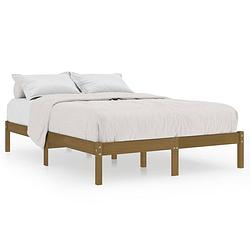 Foto van The living store bedframe - houten - 120x200 cm - massief grenenhout - honingbruin