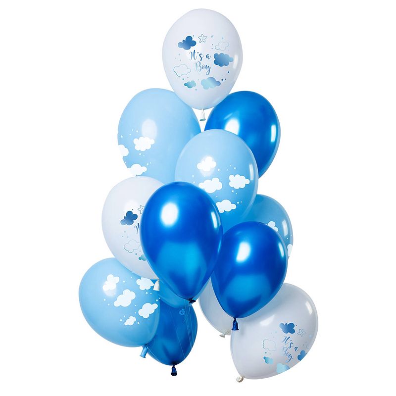 Foto van Ballonnen 'sit's a boy's blauw 30cm - 12 stuks