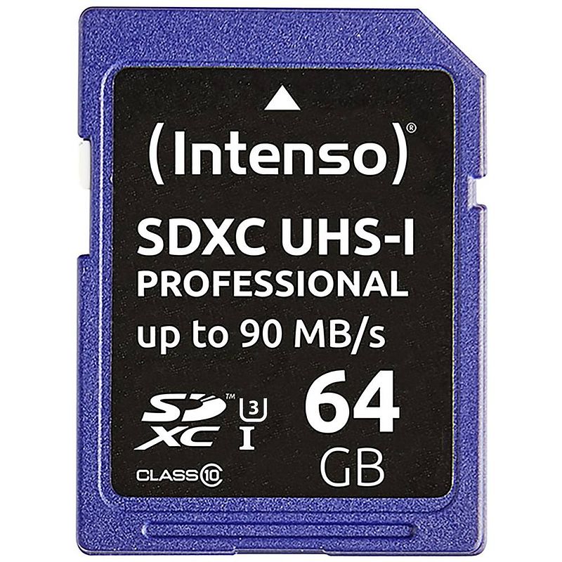 Foto van Intenso professional sdxc-kaart 64 gb class 10, uhs-i