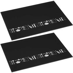 Foto van 2x stuks snijplank rechthoek zwart met print 40 x 30 cm van glas - snijplanken