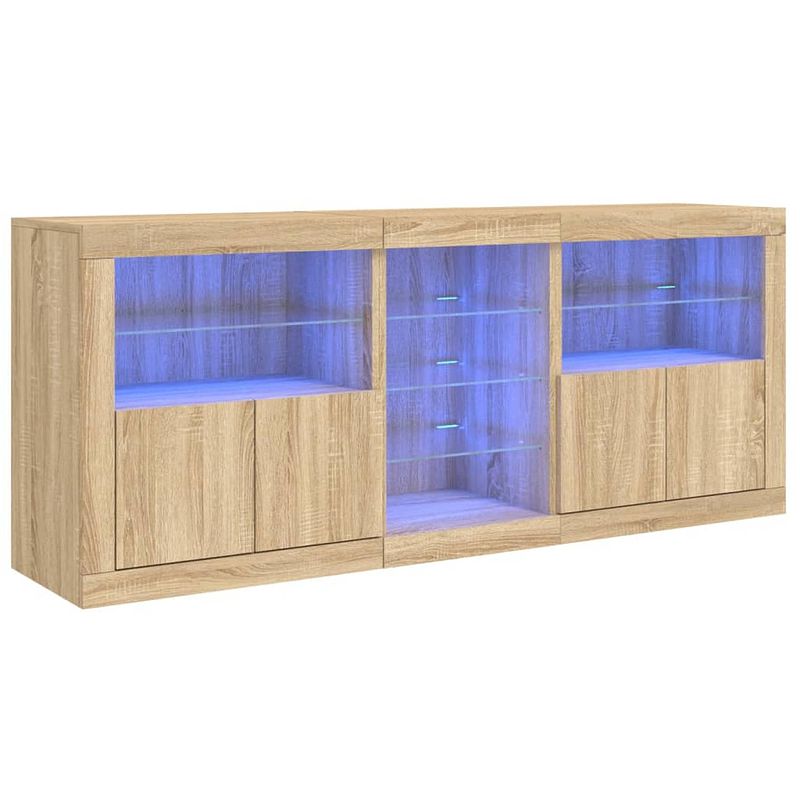 Foto van Vidaxl dressoir met led-verlichting 162x37x67 cm sonoma eikenkleurig