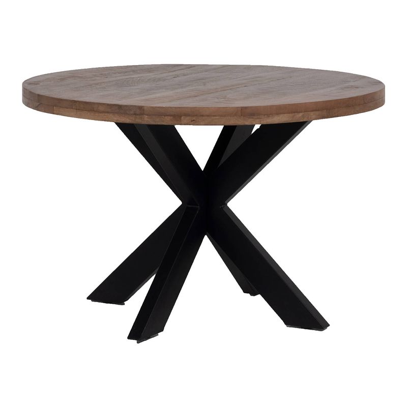 Foto van Giga meubel eettafel rond - mangohout - ø130cm - eettafel barn