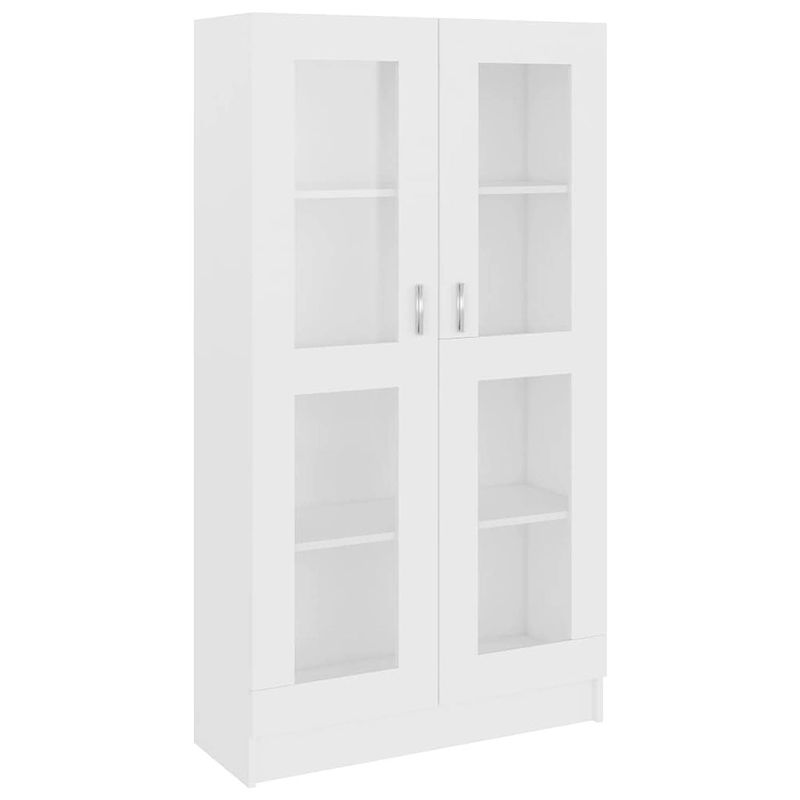 Foto van The living store vitrinekast - wit - 82.5 x 30.5 x 150 cm - spaanplaat en glas