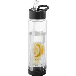 Foto van Drinkfles/waterfles tranparant met zwart fruit filter 740 ml - drinkflessen