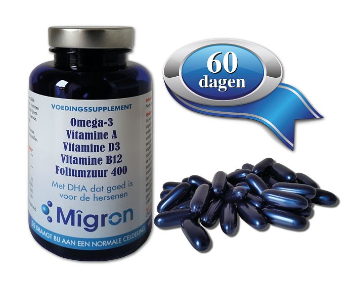 Foto van Migron omega3 vitamine ab12 foliumzuur capsules