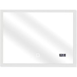 Foto van Led badkamer spiegel, dimbaar, met digitale klok, 80 x 60cm