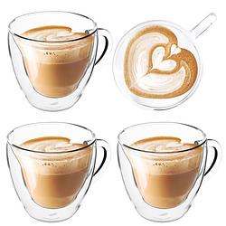 Foto van Dubbelwandig cappuccino glas - latte macchiato glas - hartvormig- 250ml set van 4