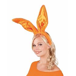 Foto van Oranje konijnen/hazen oren op diadeem voor volwassenen - verkleedhoofddeksels