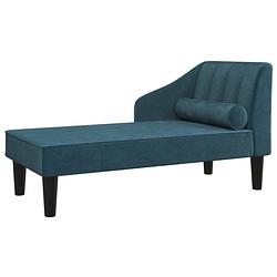 Foto van The living store chaise longue - fluweel - blauw - 120 x 57 x 63 cm - comfortabele zitting