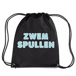 Foto van Zwart nylon rugzakje voor zwemles - gymtasje - zwemtasje