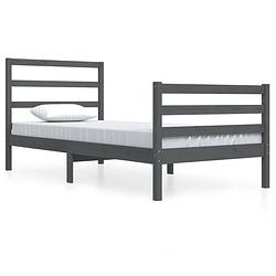 Foto van The living store bedframe grenenhout - grijs - 205.5 x 95.5 x 100 cm - geschikt voor matras 90 x 200 cm