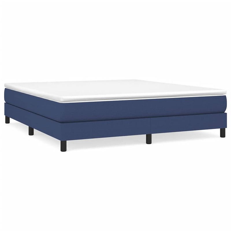 Foto van The living store boxspringframe - blauw - 203 x 180 x 25 cm - polyester stof en multiplex