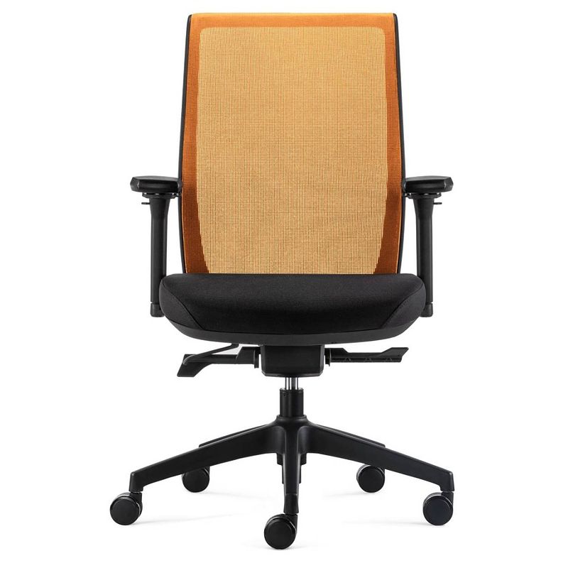 Foto van 24designs work synchro-4 ergonomische bureaustoel - zwarte stof/oranje mesh - zwart onderstel