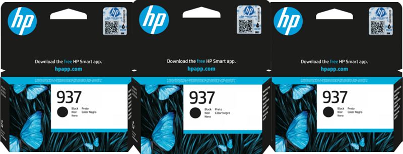 Foto van Hp 937 cartridge zwart triple pack