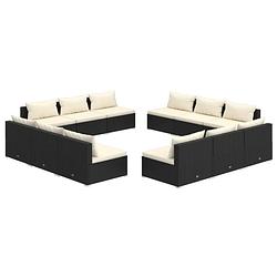 Foto van Vidaxl 12-delige loungeset met kussens poly rattan zwart