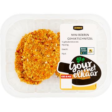 Foto van 4+2 gratis | jumbo gourmet mini boeren gehaktschnitzel 200g aanbieding bij jumbo