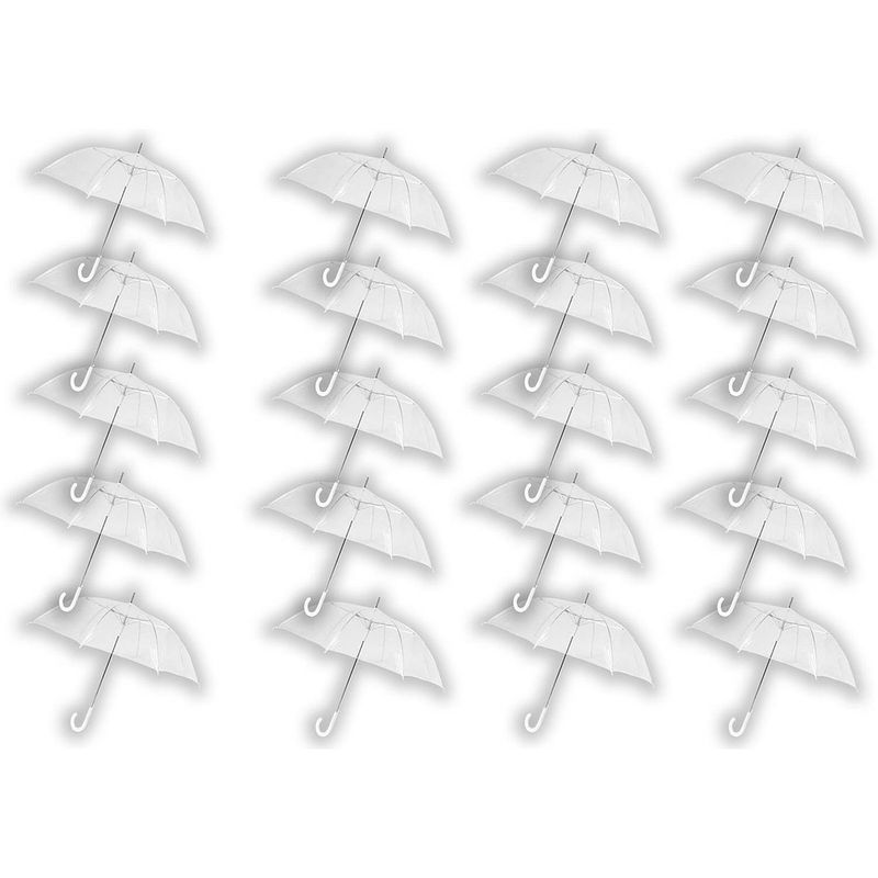 Foto van 20 stuks paraplu transparant plastic paraplu'ss 100 cm - doorzichtige paraplu - trouwparaplu - bruidsparaplu - stijlvol -