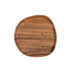 Foto van Oliva'ss - dienblad / serveerschaal / houten plateau - 20 x 20 cm - rond - hout walnoot