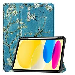 Foto van Basey ipad 10 hoes case hoesje hard cover - ipad 10 2022 hoesje bookcase uitsparing apple pencil - bloesem