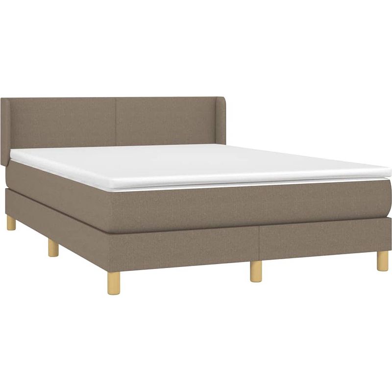 Foto van The living store boxspringbed - taupe - 193 x 147 x 78/88 cm - pocketvering matras - middelharde ondersteuning -