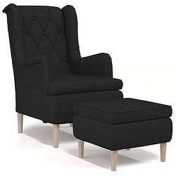 Foto van Vidaxl fauteuil met voetenbank stof zwart