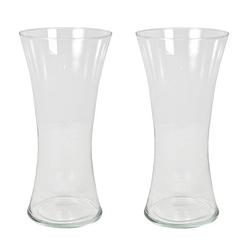 Foto van Set van 2x stuks bloemenvaas/vazen van transparant glas 36 x 18 cm - vazen