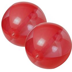 Foto van 2x stuks opblaasbare strandballen plastic rood 28 cm - strandballen