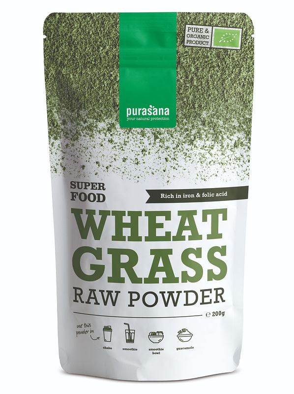 Foto van Purasana wheat grass raw powder