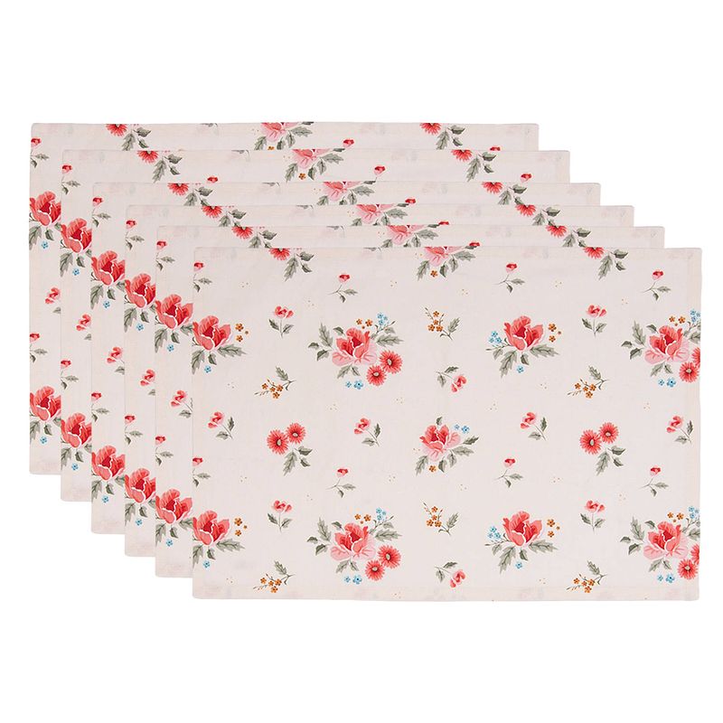 Foto van Haes deco - set van 6 placemats - 48x33 cm - 100% katoen - little rose collection