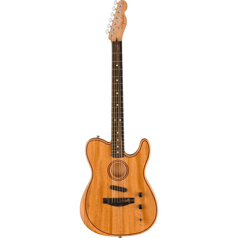 Foto van Fender american acoustasonic telecaster all-mahogany natural eb elektrisch-akoestische gitaar met gigbag