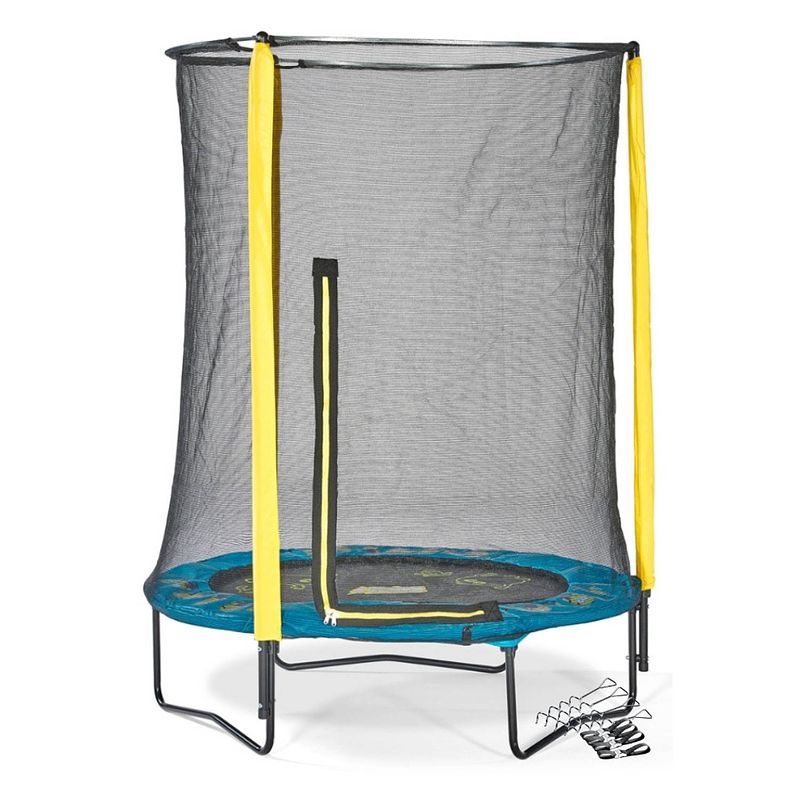 Foto van Plum trampoline met veiligheidsnet - 137 cm - junior minions - met geluid - inclusief verankeringsset