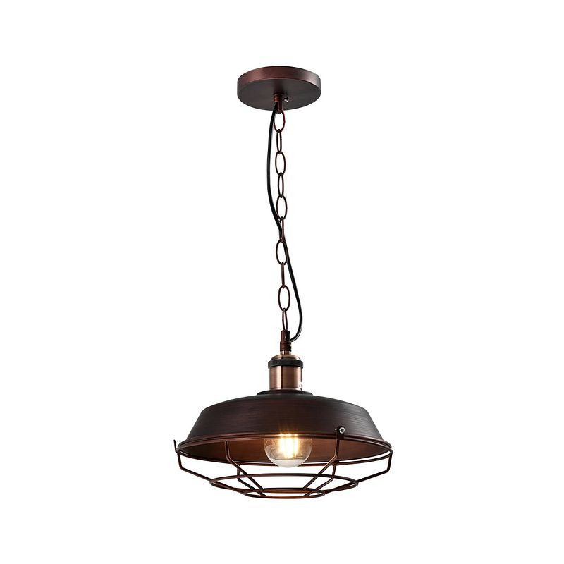 Foto van Quvio hanglamp staal met rooster koper - quv5176l-copper