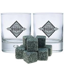 Foto van Durobor whiskyglazen - set 6x stuks 290 ml - 9x whisky ijsstenen - whiskeyglazen
