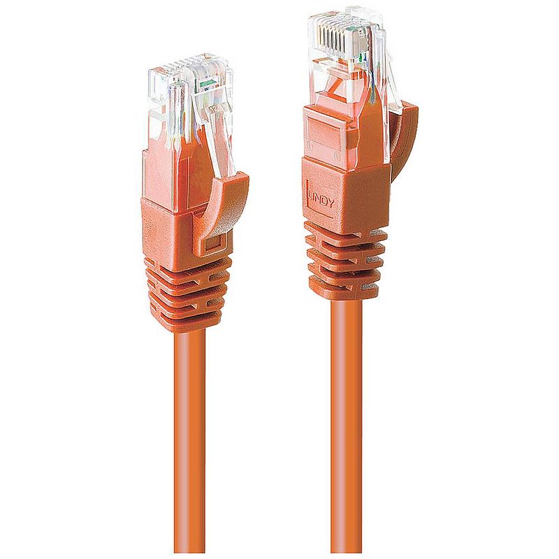 Foto van Lindy 48108 rj45 netwerkkabel, patchkabel cat 6 u/utp 2 m oranje 1 stuk(s)