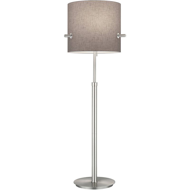 Foto van Led vloerlamp - vloerverlichting - trion coleno - e27 fitting - rond - mat nikkel - aluminium