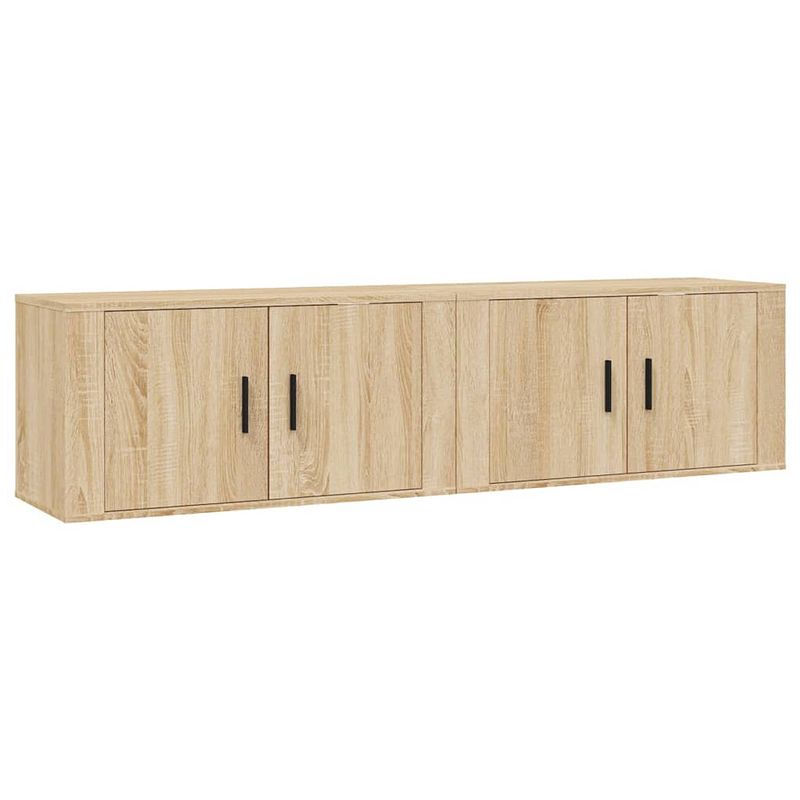 Foto van The living store tv-wandmeubel - sonoma eiken - 80 x 34.5 x 40cm - duurzaam hout - 2x tv-kast