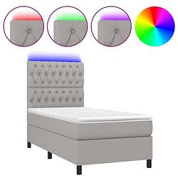 Foto van The living store boxspring bed - 203x100x118/128 cm - lichtgrijs - led