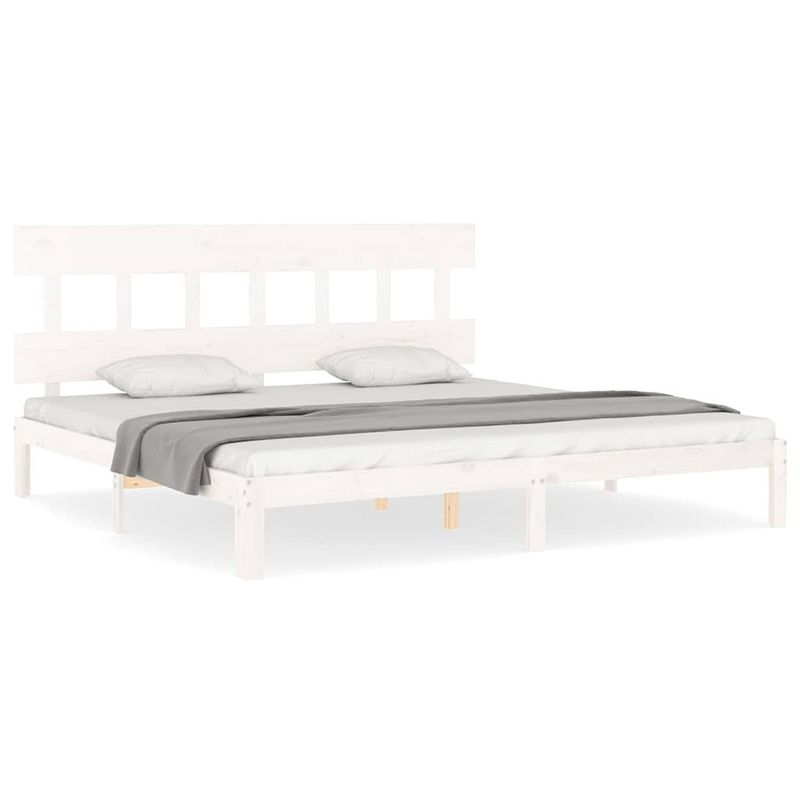 Foto van The living store bedframe met hoofdbord massief hout wit 6ft super king - bed