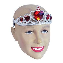 Foto van Zilveren tiara met rode stenen - verkleedhoofddeksels