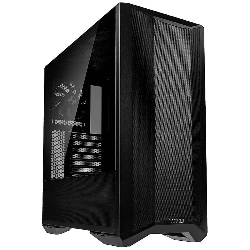 Foto van Lian li lancool ii mesh c performance rgb midi-tower pc-behuizing, gaming-behuizing zwart 3 voorgeïnstalleerde ventilators, ventilatiebesturing, zijvenster,