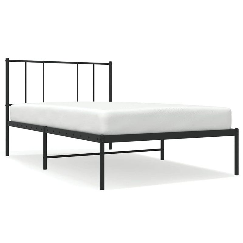 Foto van Vidaxl bedframe met hoofdbord metaal zwart 75x190 cm