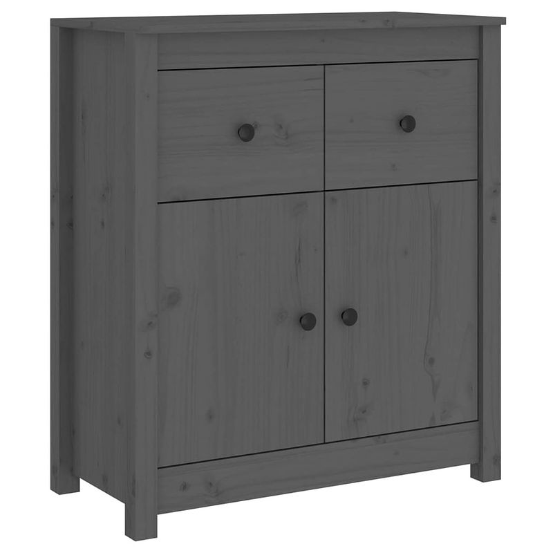 Foto van Vidaxl dressoir 70x35x80 cm massief grenenhout grijs