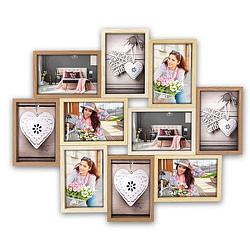 Foto van Multi fotolijst met houten frame met 10 lijstjes geschikt voor een foto van 10 x 15 cm - fotolijsten