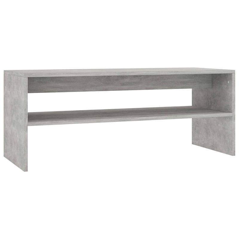 Foto van The living store salontafel betongrijs 100x40x40 cm - bewerkt hout met schap