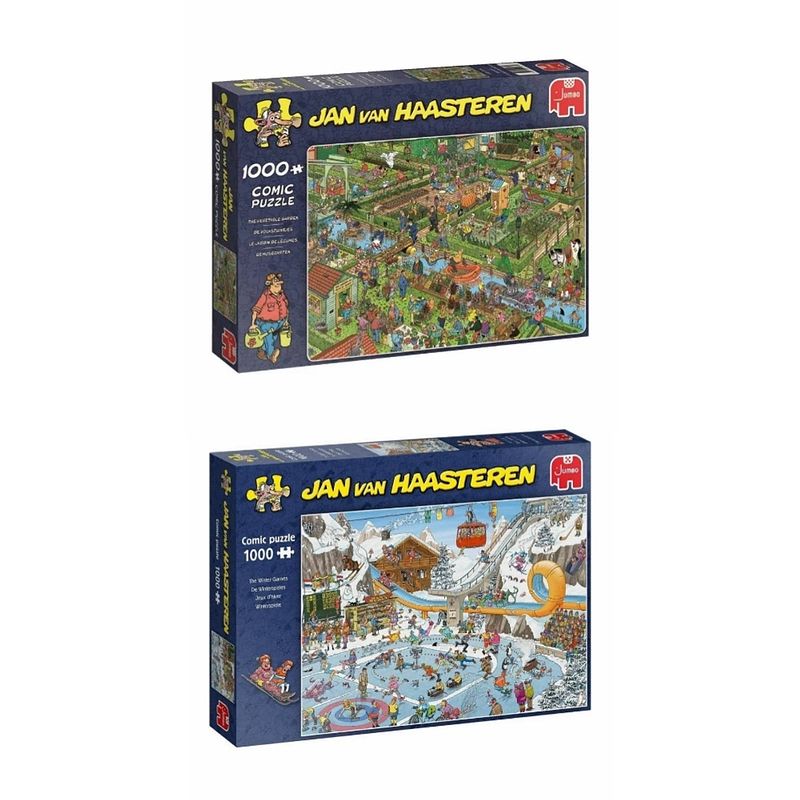 Foto van Jan van haasteren puzzelbundel - 2 stuks - volkstuintjes 1000 stukjes & de winterspelen 1000 stukjes